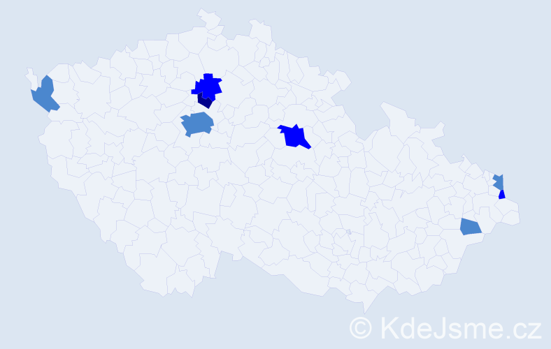 Příjmení: 'Dobsová', počet výskytů 13 v celé ČR