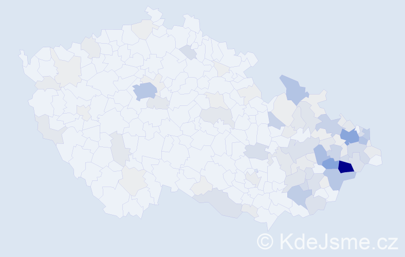 Příjmení: 'Ondruchová', počet výskytů 443 v celé ČR