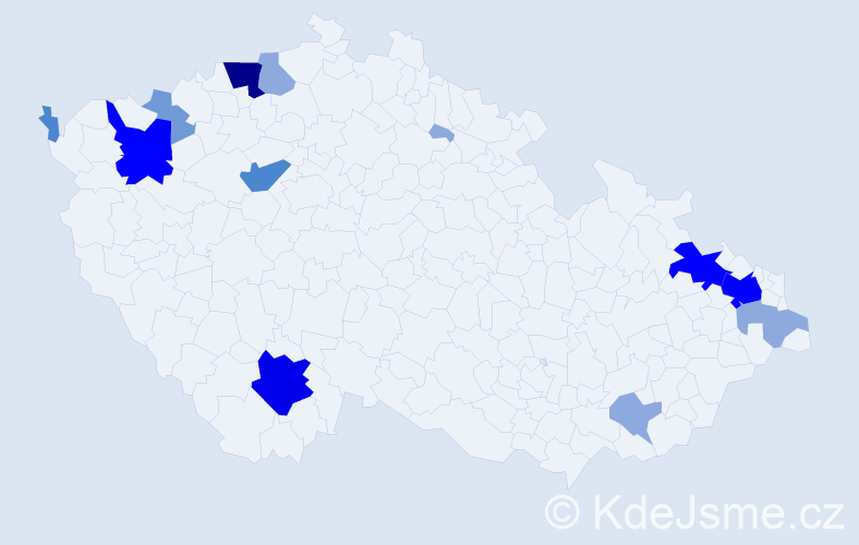 Příjmení: 'Varady', počet výskytů 36 v celé ČR