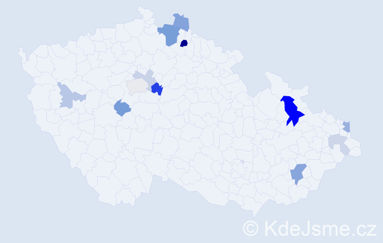 Příjmení: 'Tejnská', počet výskytů 26 v celé ČR