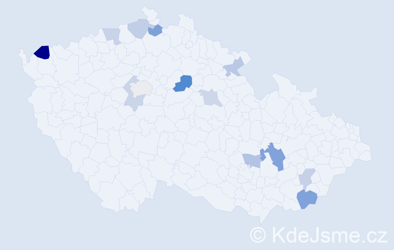 Příjmení: 'Bahnová', počet výskytů 18 v celé ČR