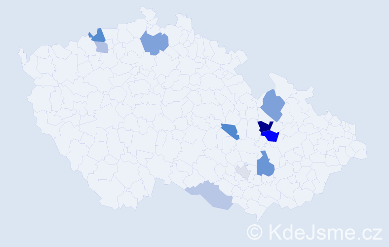 Příjmení: 'Hepil', počet výskytů 16 v celé ČR