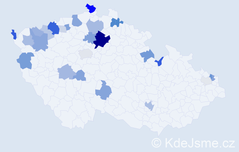 Příjmení: 'Várady', počet výskytů 80 v celé ČR