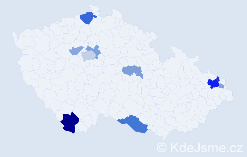 Příjmení: 'Krol', počet výskytů 21 v celé ČR