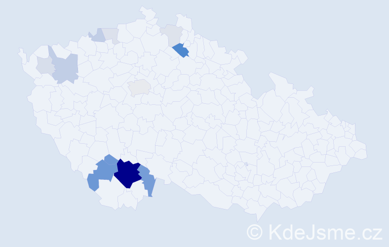 Příjmení: 'Klojda', počet výskytů 47 v celé ČR