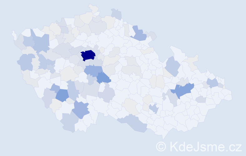 Příjmení: 'Dub', počet výskytů 480 v celé ČR