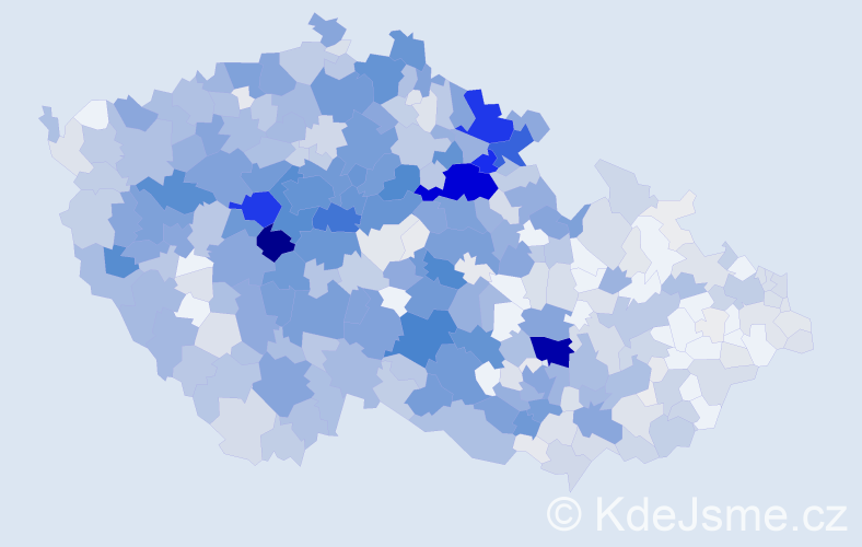 Příjmení: 'Souček', počet výskytů 3750 v celé ČR