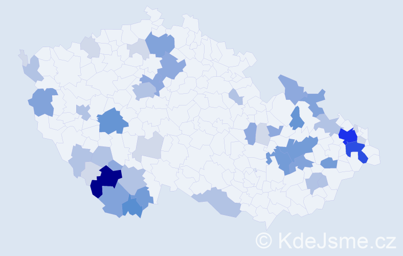 Příjmení: 'Čajanová', počet výskytů 144 v celé ČR