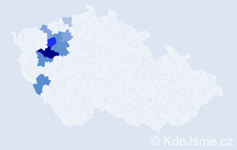 Příjmení: 'Klaub', počet výskytů 13 v celé ČR