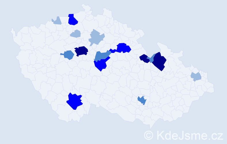 Příjmení: 'Barnat', počet výskytů 36 v celé ČR