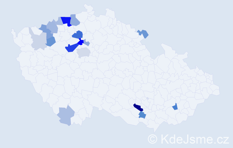 Příjmení: 'Pauza', počet výskytů 56 v celé ČR