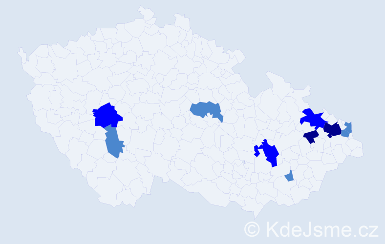 Příjmení: 'Tračová', počet výskytů 17 v celé ČR