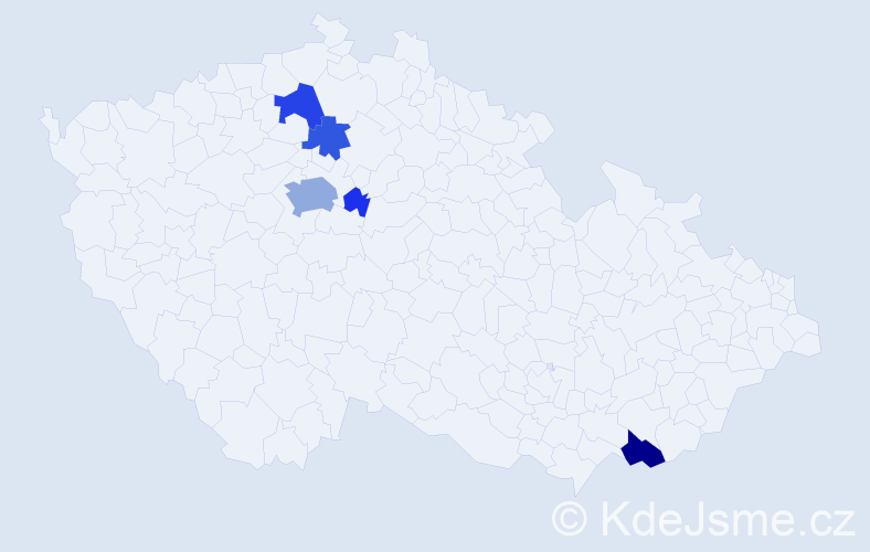Příjmení: 'Saňa', počet výskytů 19 v celé ČR
