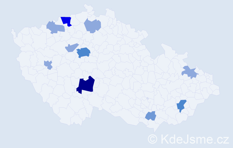 Příjmení: 'Khalil', počet výskytů 25 v celé ČR