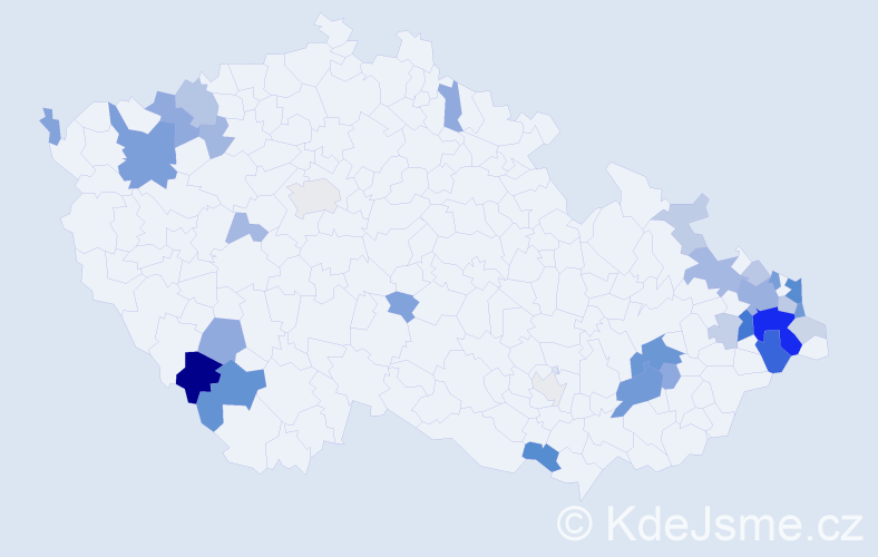 Příjmení: 'Kubačka', počet výskytů 91 v celé ČR