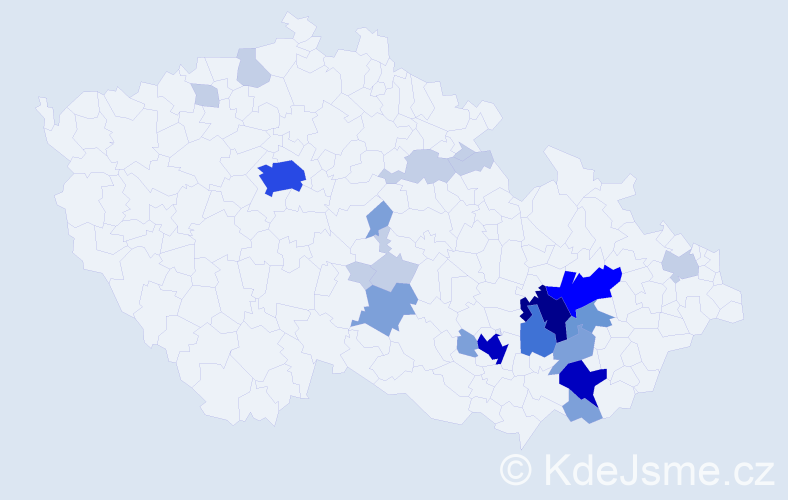 Příjmení: 'Zápařková', počet výskytů 79 v celé ČR