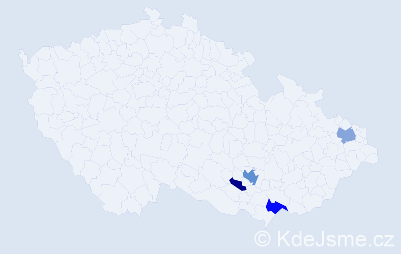 Příjmení: 'Porubanová', počet výskytů 9 v celé ČR