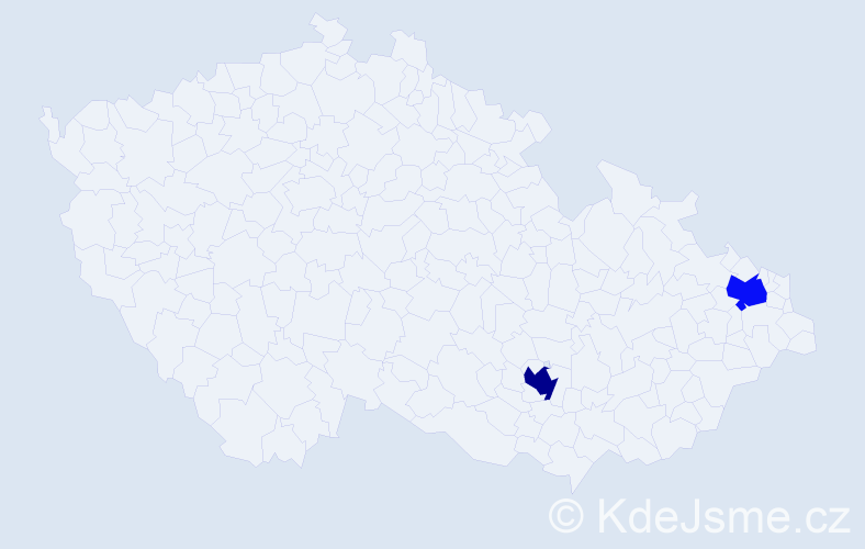 Příjmení: 'Znajdová', počet výskytů 5 v celé ČR