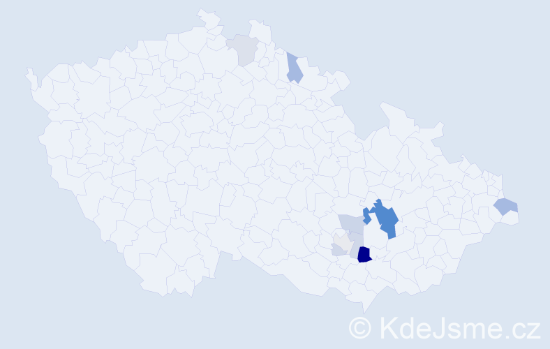 Příjmení: 'Mudrlová', počet výskytů 21 v celé ČR