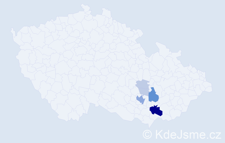 Příjmení: 'Pivečka', počet výskytů 18 v celé ČR