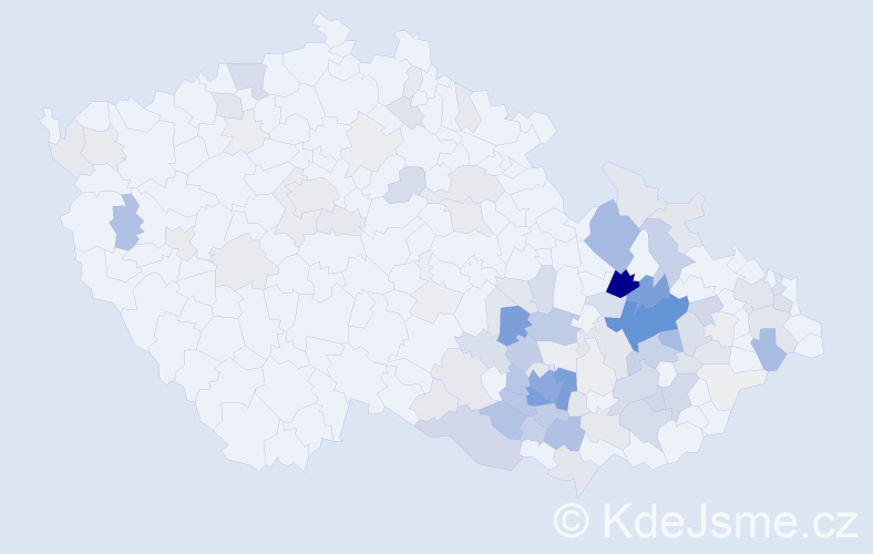 Příjmení: 'Bartoněk', počet výskytů 517 v celé ČR
