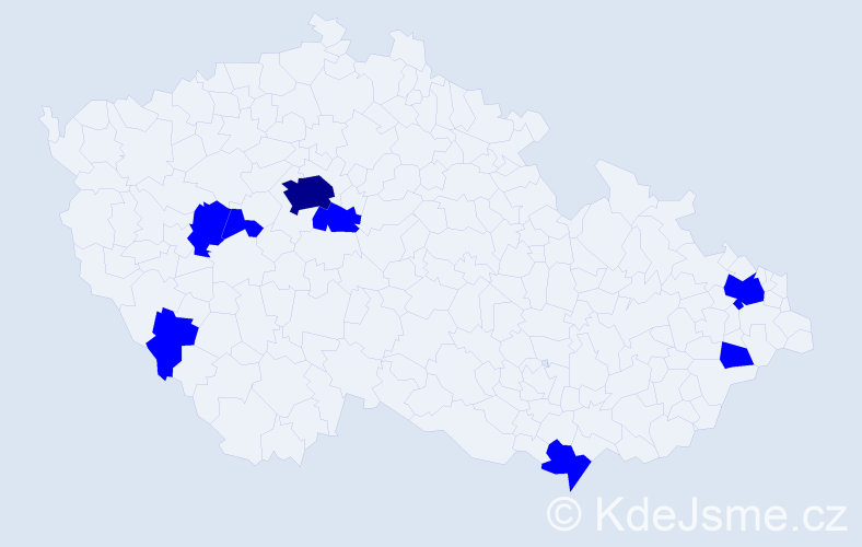 Příjmení: 'Stoimenov', počet výskytů 9 v celé ČR