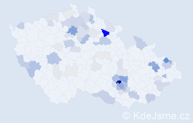 Příjmení: 'Antonín', počet výskytů 266 v celé ČR