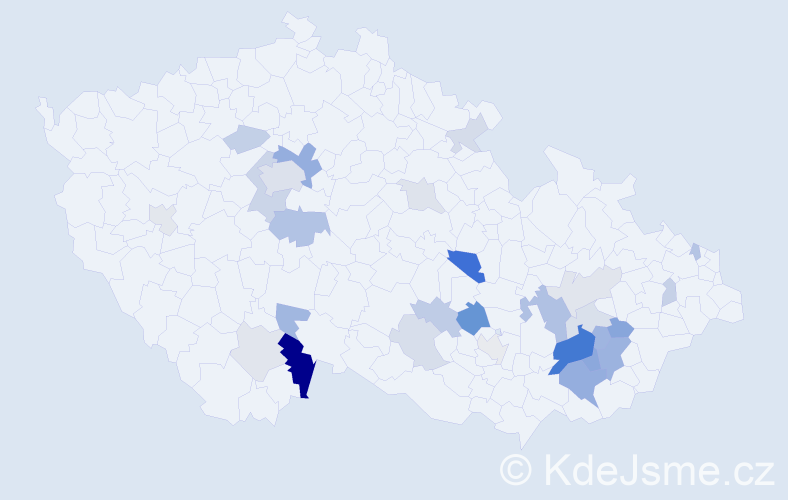 Příjmení: 'Nehoda', počet výskytů 67 v celé ČR