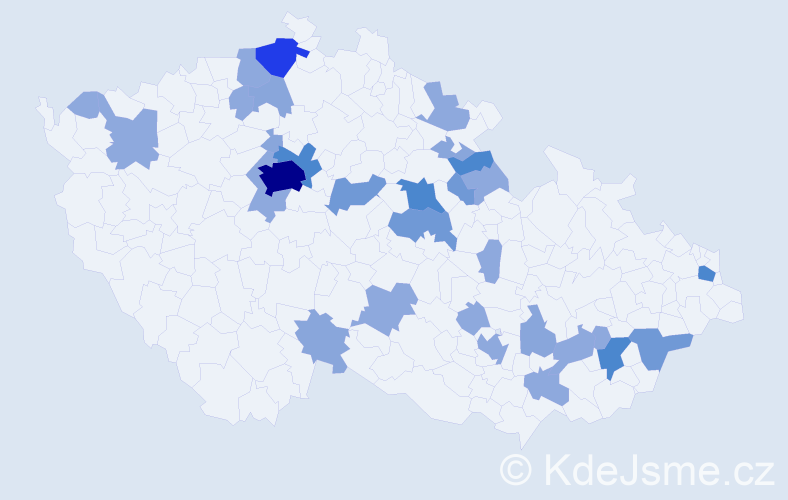 Příjmení: 'Monček', počet výskytů 73 v celé ČR