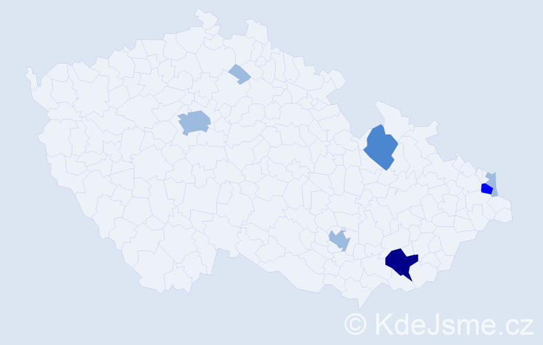 Příjmení: 'Čellár', počet výskytů 14 v celé ČR