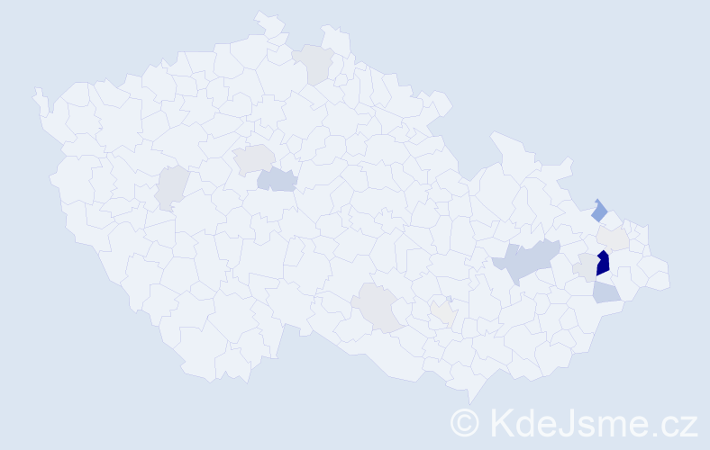 Příjmení: 'Honč', počet výskytů 61 v celé ČR