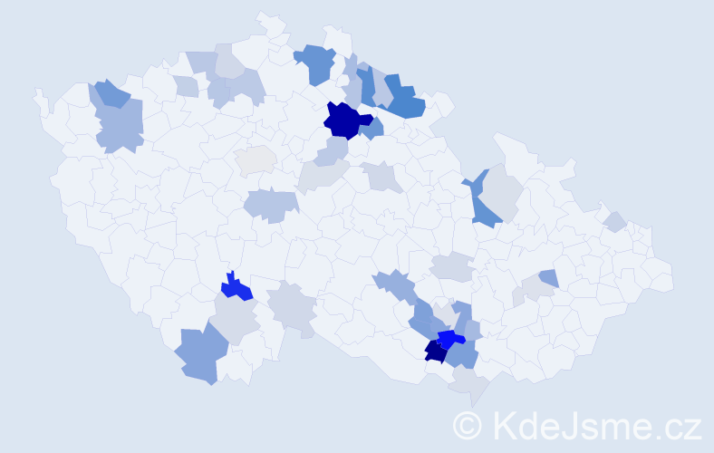 Příjmení: 'Valnoha', počet výskytů 119 v celé ČR