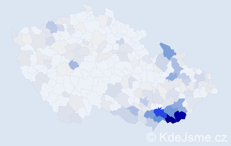 Příjmení: 'Zálešáková', počet výskytů 925 v celé ČR