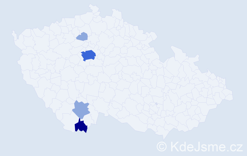 Příjmení: 'Tošil', počet výskytů 13 v celé ČR