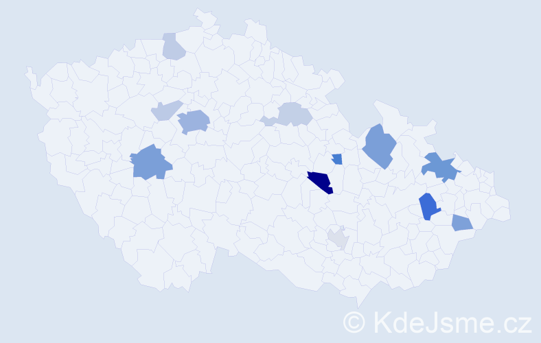 Příjmení: 'Pazlar', počet výskytů 29 v celé ČR