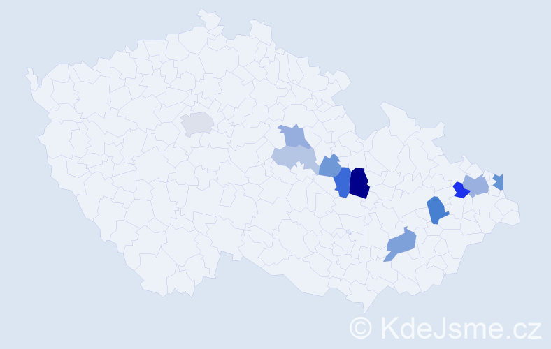 Příjmení: 'Prusáková', počet výskytů 25 v celé ČR