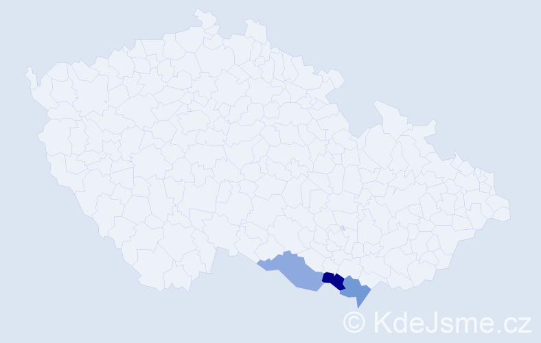 Příjmení: 'Vyhoda', počet výskytů 9 v celé ČR