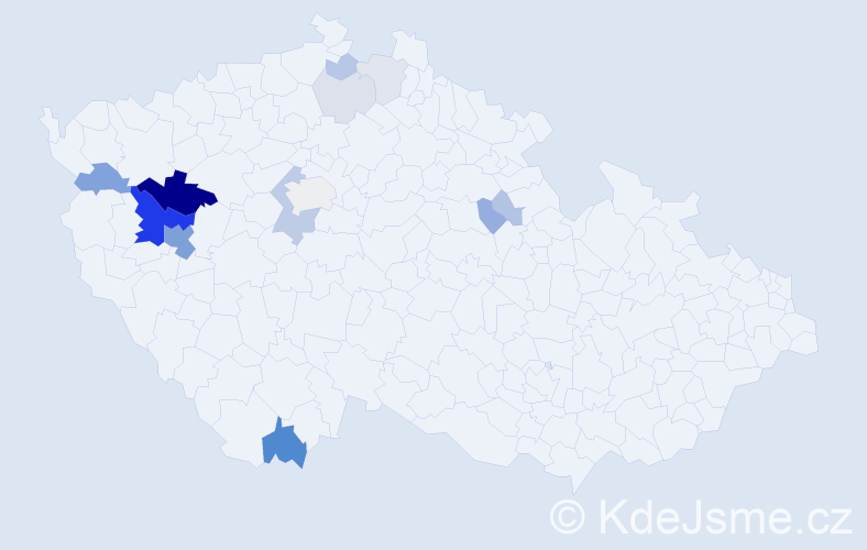 Příjmení: 'Nágr', počet výskytů 44 v celé ČR