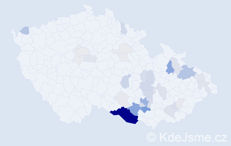 Příjmení: 'Vyklický', počet výskytů 125 v celé ČR