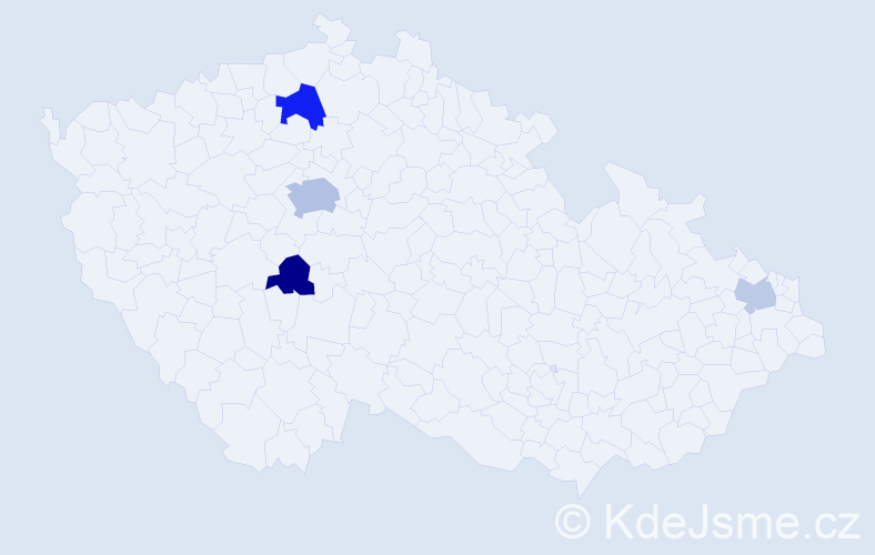 Příjmení: 'Kráĺ', počet výskytů 8 v celé ČR