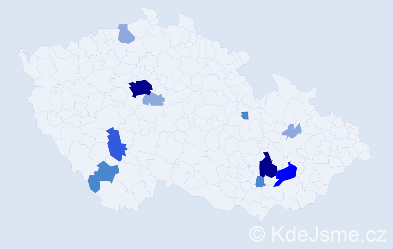 Příjmení: 'Ludl', počet výskytů 26 v celé ČR