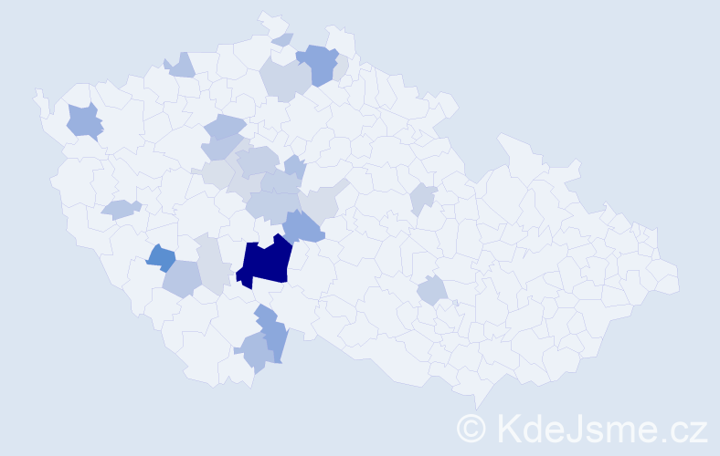 Příjmení: 'Bohuslávek', počet výskytů 98 v celé ČR