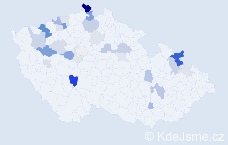 Příjmení: 'Krzák', počet výskytů 68 v celé ČR