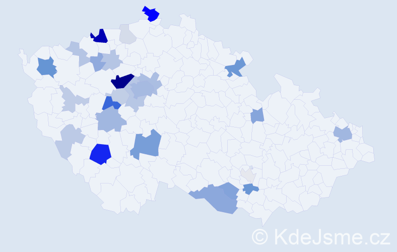 Příjmení: 'Vršek', počet výskytů 97 v celé ČR