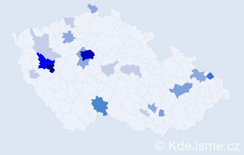 Příjmení: 'Kolečko', počet výskytů 64 v celé ČR