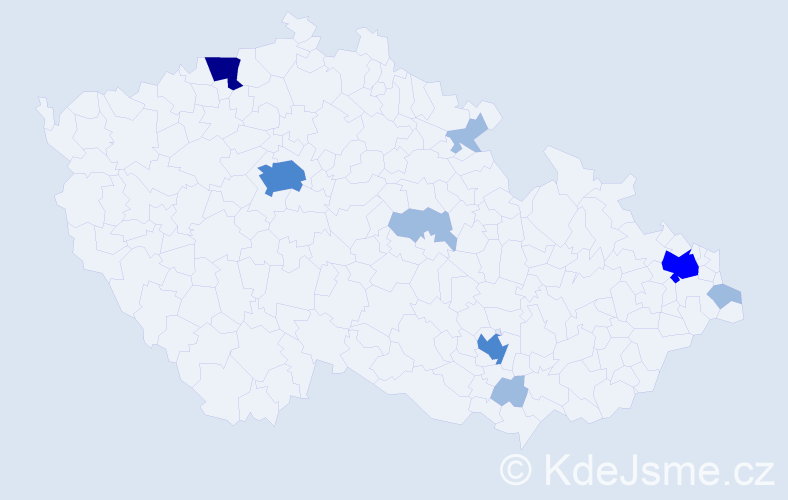 Příjmení: 'Balzarová', počet výskytů 15 v celé ČR