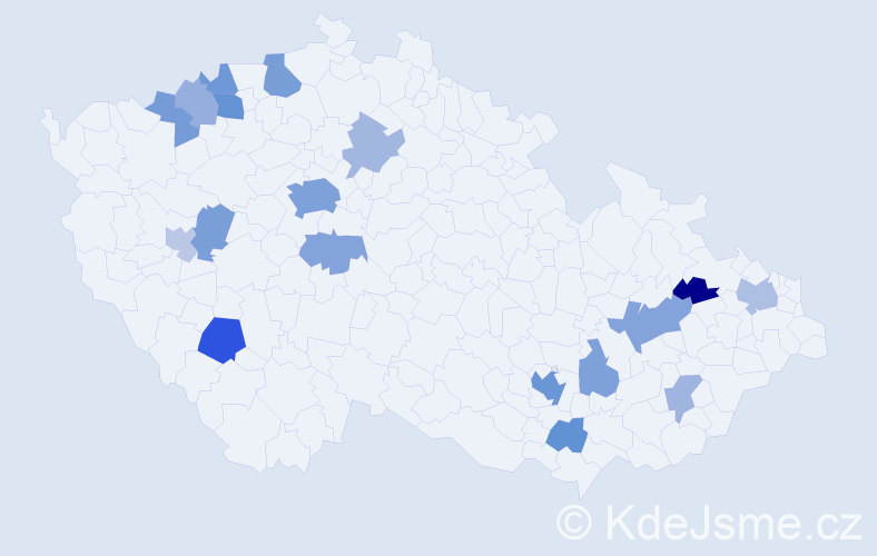 Příjmení: 'Kolev', počet výskytů 40 v celé ČR