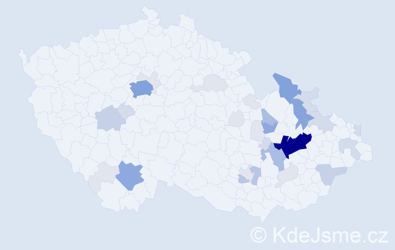 Příjmení: 'Nepožitková', počet výskytů 115 v celé ČR