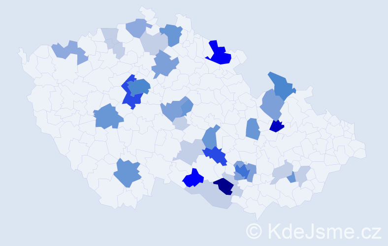 Příjmení: 'Bartuněk', počet výskytů 128 v celé ČR