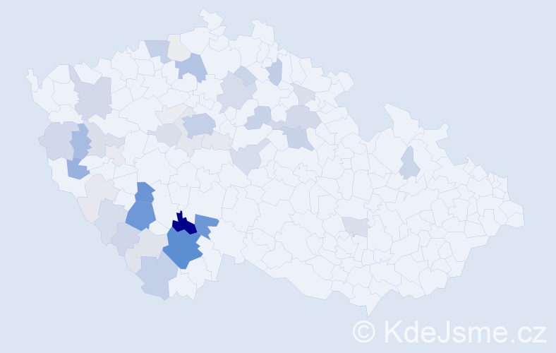 Příjmení: 'Bezpalec', počet výskytů 185 v celé ČR